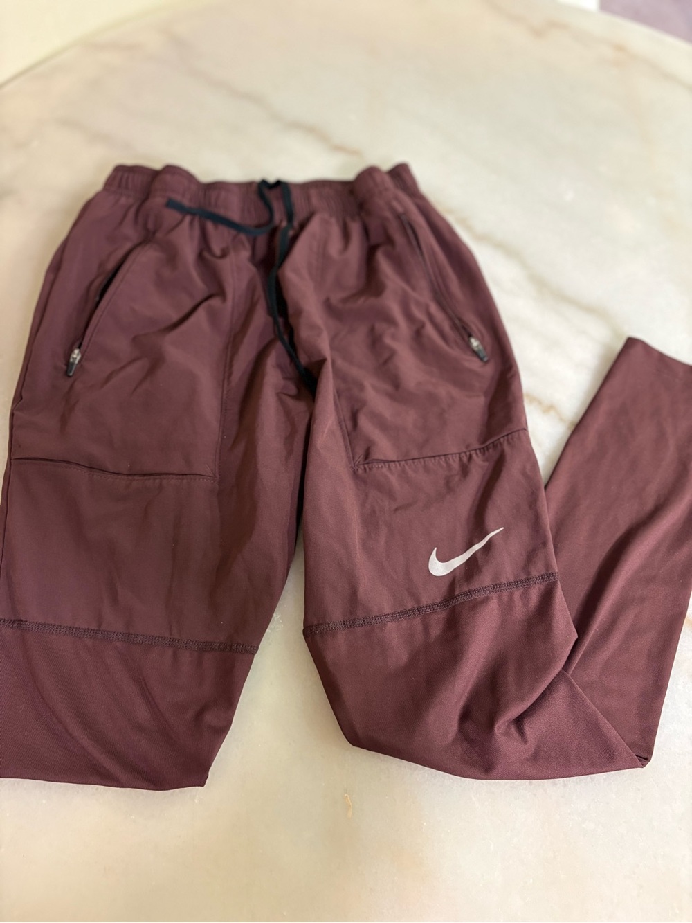 Nike Kids Maroon Athletic Joggers with White Swoosh